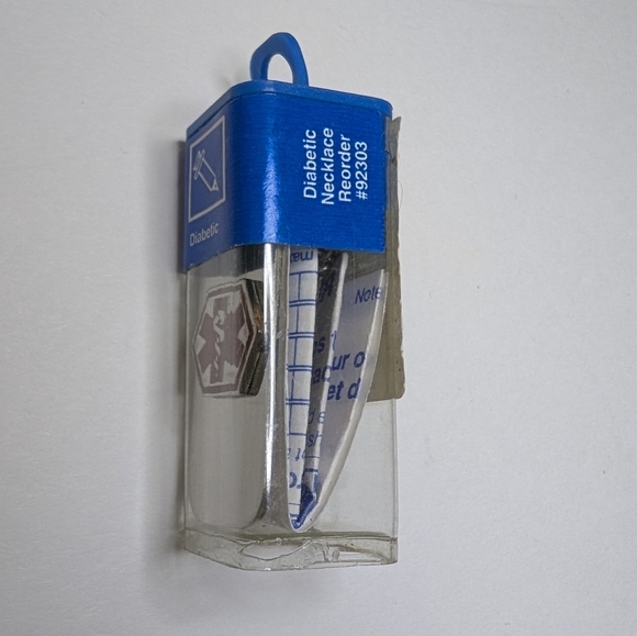 ACU-LIFE Medical ID Diabetic Necklace Chain Dogtag Alert Stainless Steel Silver - Picture 4 of 9